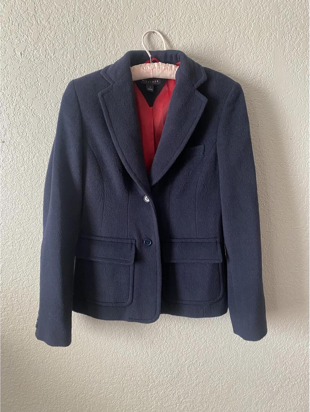 Y2K 100% Camel Hair Tommy Hilfiger Blazer Navy Size 4